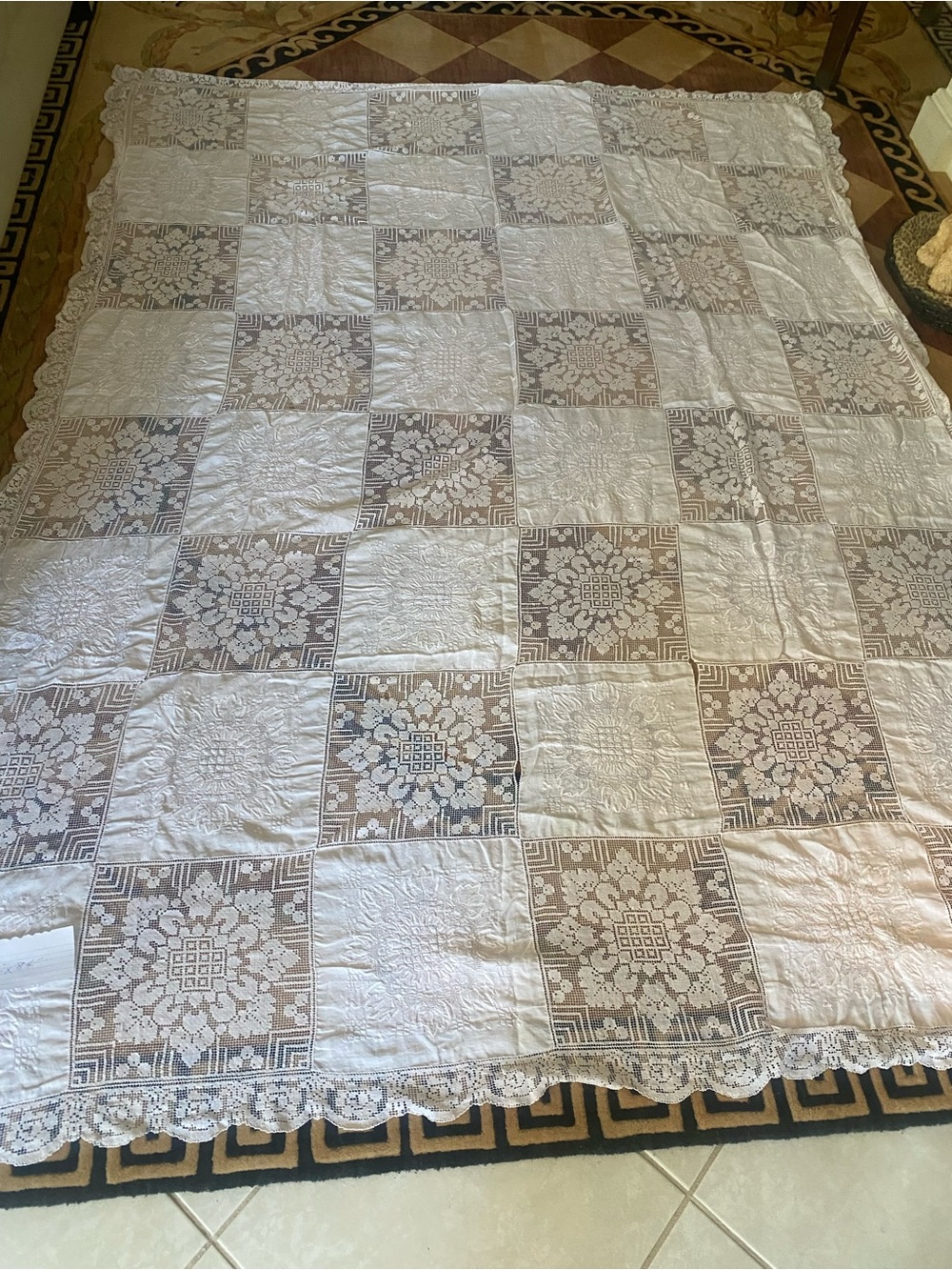 Vintage white tablecloth